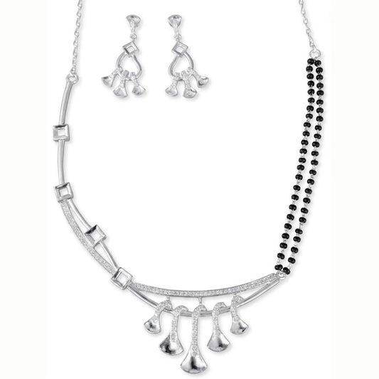 925 Sterling Silver Crystal Bell Drop Necklace for Women