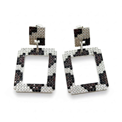 925 Sterling Silver Leopard Square Drop Earrings for Women