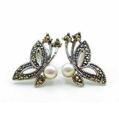 Silver Tone Crystal Butterfly Stud Earrings for Women | Gift