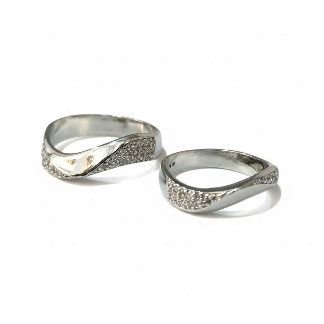 925 Sterling Silver Flowing Wave Couple's Rings for Him & Her