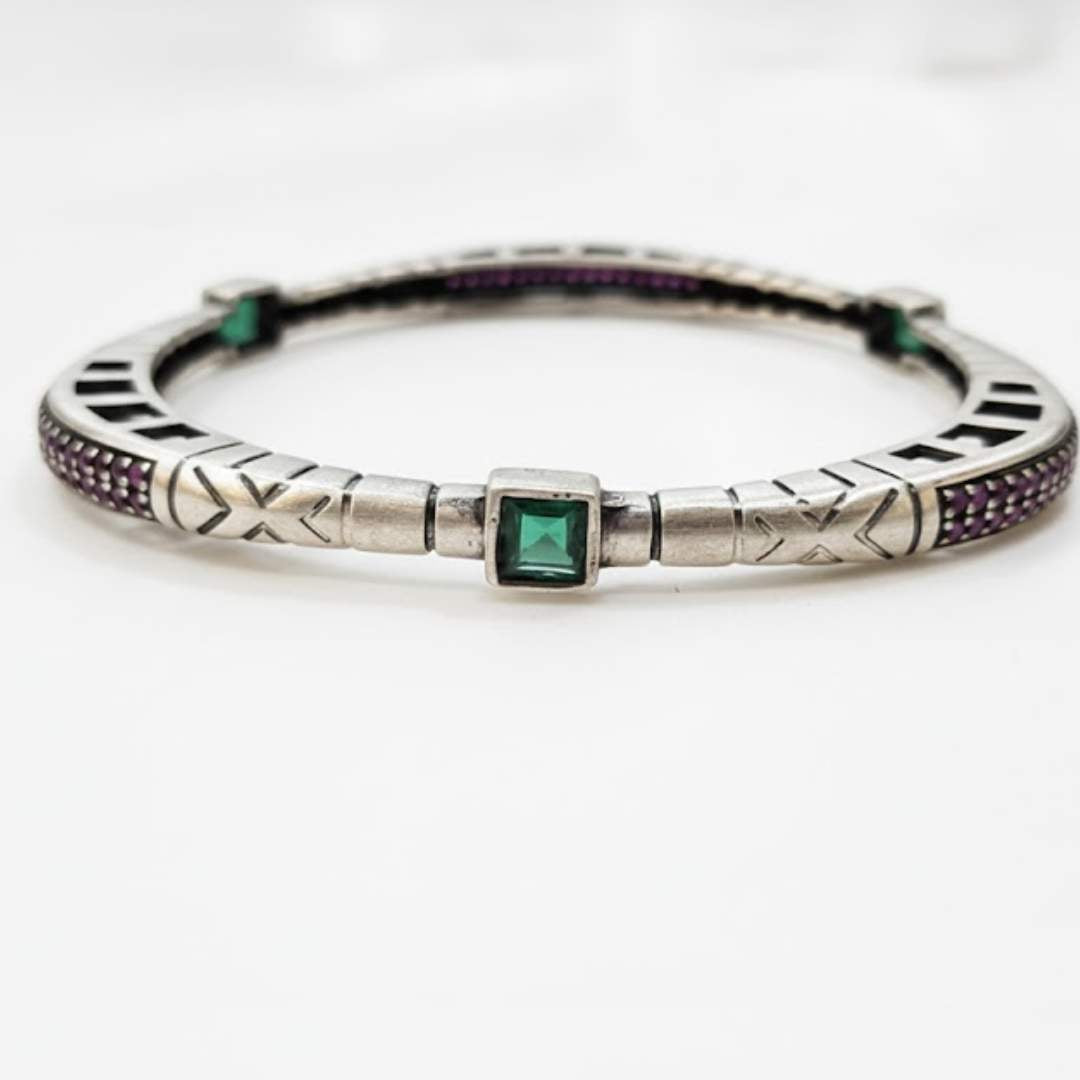 925 Sterling Silver Oxidized Architectural Bangle for Women