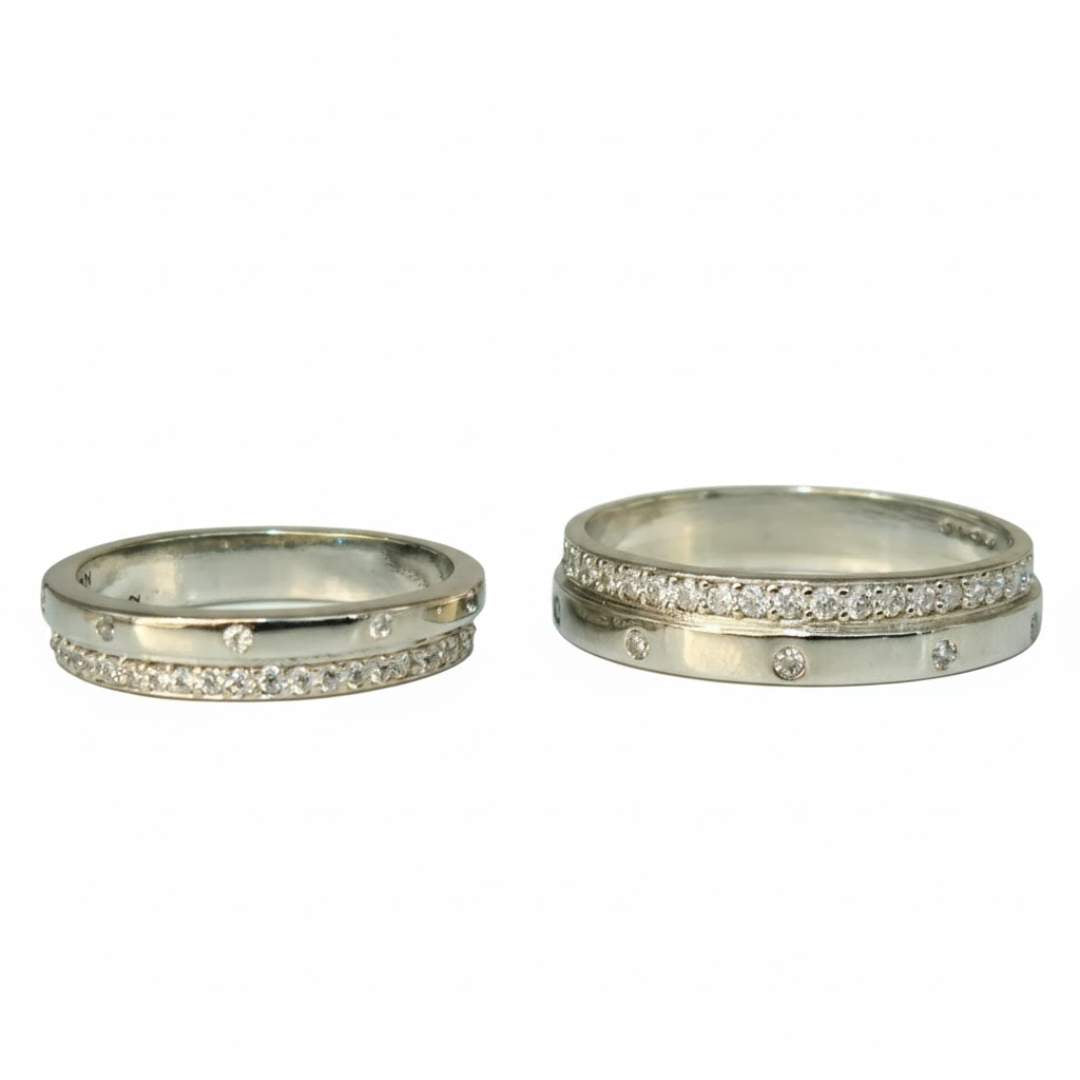 925 Sterling Silver Celestial Orbit Couple's Rings for Him & Her