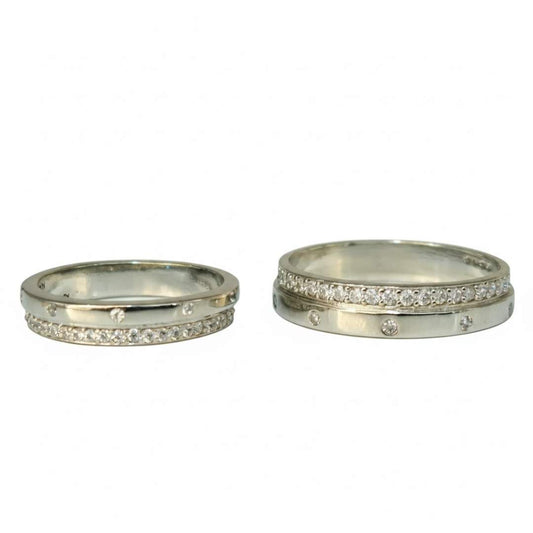 925 Sterling Silver Celestial Orbit Couple's Rings for Him & Her