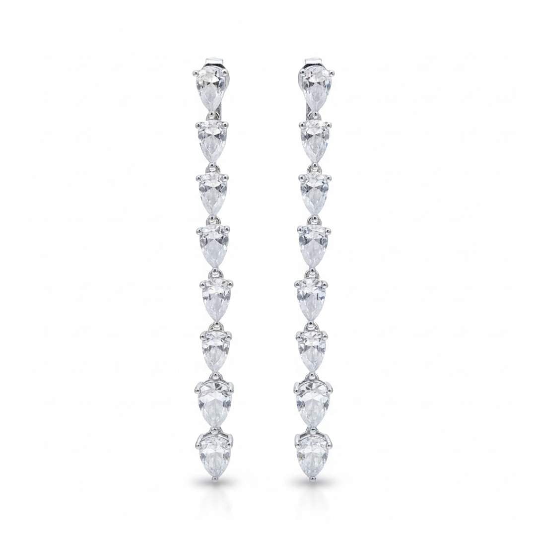 925 Sterling Silver Dewdrop Cascade Linear Earrings for Women