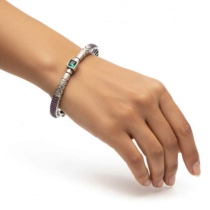 925 Sterling Silver Oxidized Architectural Bangle for Women