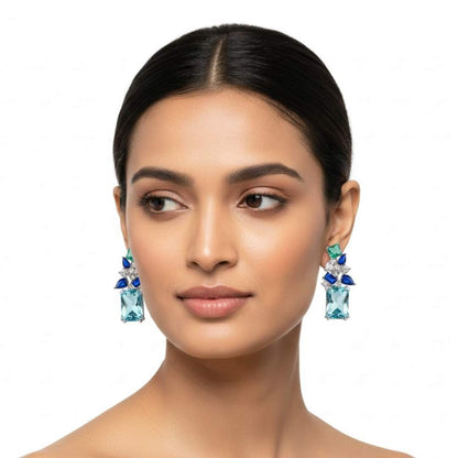 925 Sterling Silver Azure Symphony Multigem Earrings for Women