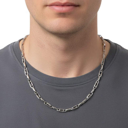 925 Sterling Silver Elongated Oval Link Chain for Men