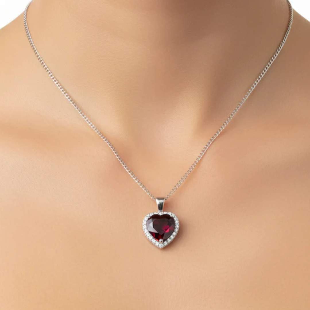 925 Sterling Silver Crimson Heart Locket Chain for Women Gift