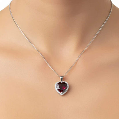 925 Sterling Silver Crimson Heart Locket Chain for Women Gift