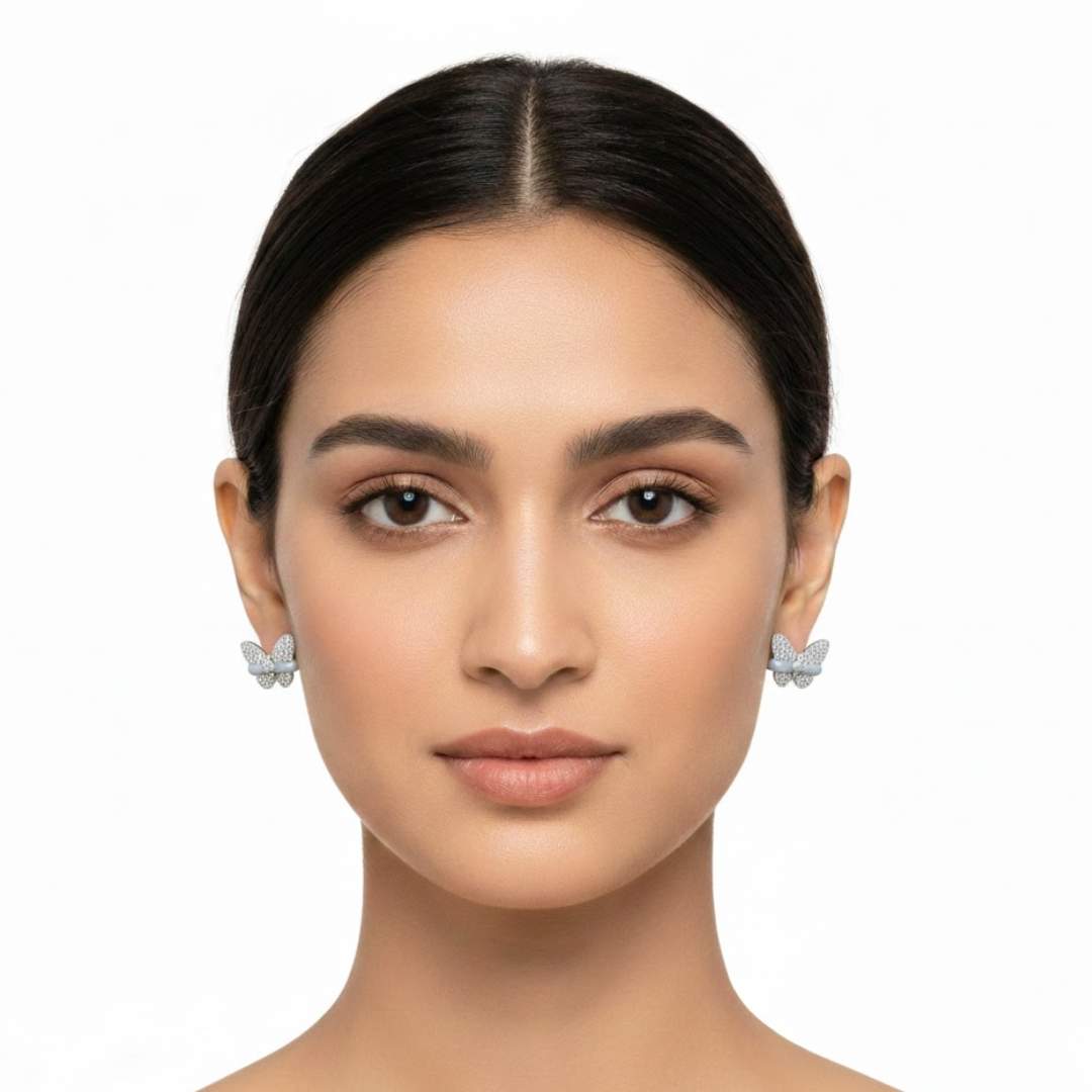 925 Sterling Silver Butterfly Enamel Stud Earrings for Women