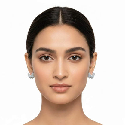 925 Sterling Silver Butterfly Enamel Stud Earrings for Women