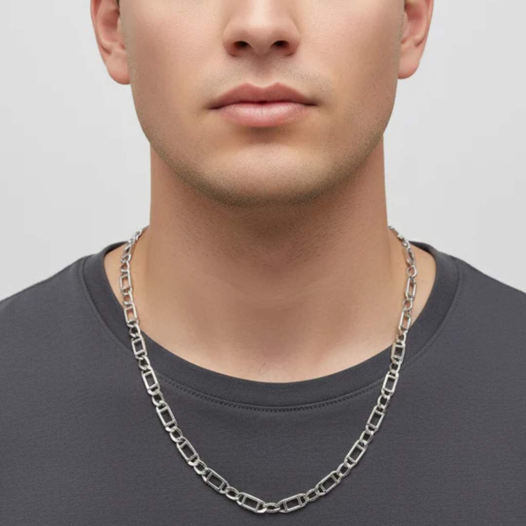 925 Sterling Silver Paperclip Figaro Chain for Men | Modern Style