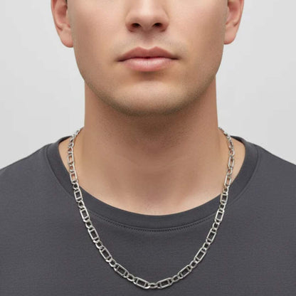 925 Sterling Silver Paperclip Figaro Chain for Men | Modern Style