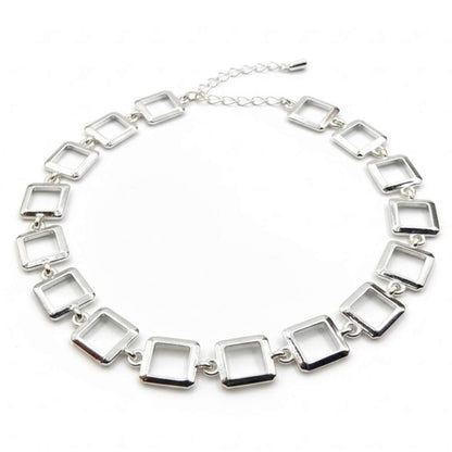 925 Sterling Silver Square Link Bracelet | Female Daily Wear Gift