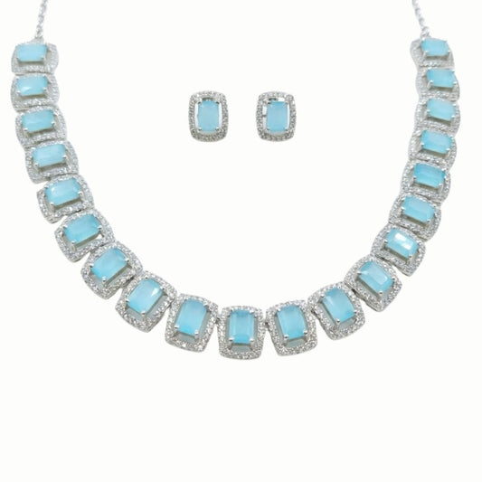 925 Sterling Silver Aqua Blue Radiance Necklace for Women