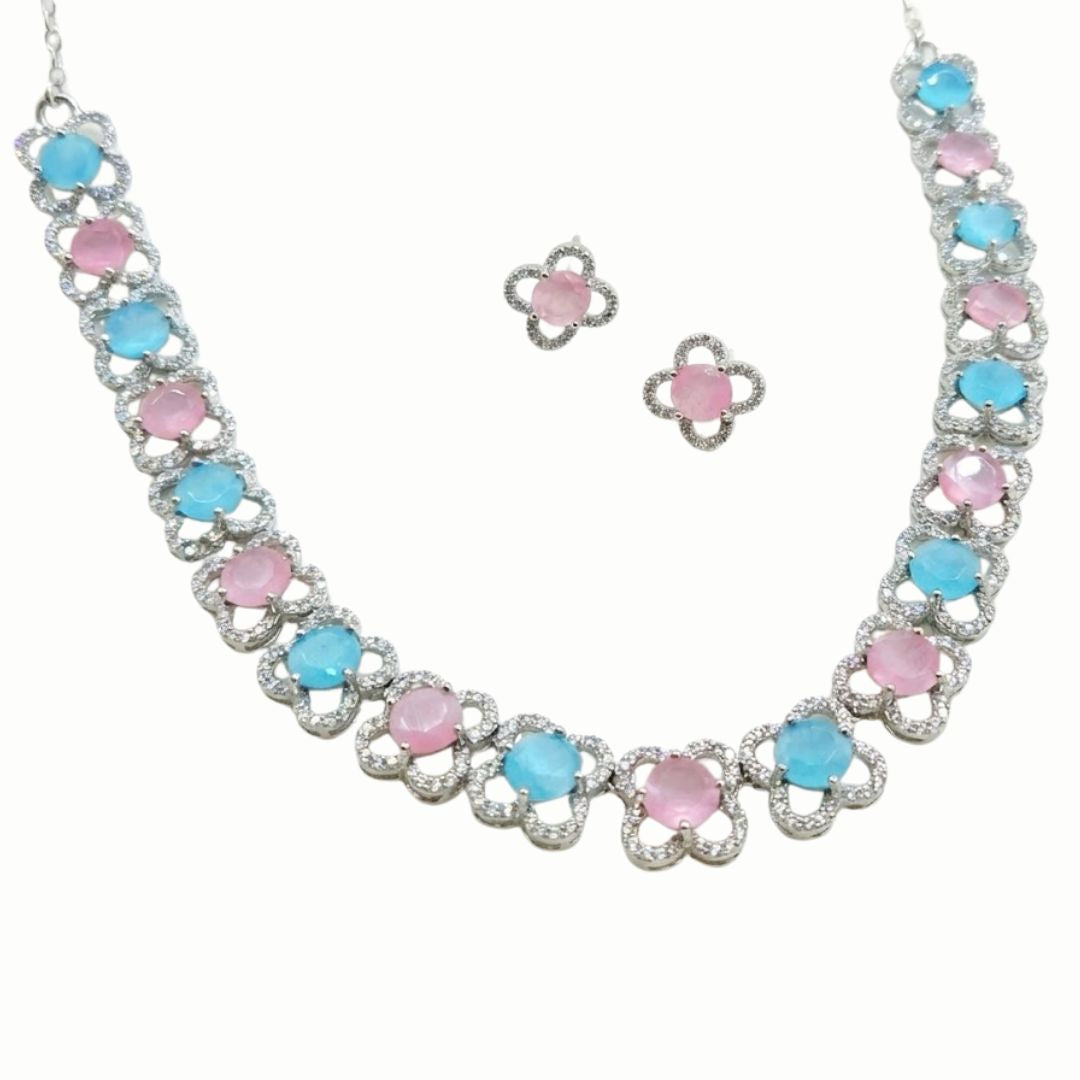925 Sterling Silver Pastel Blossom Necklace for Women
