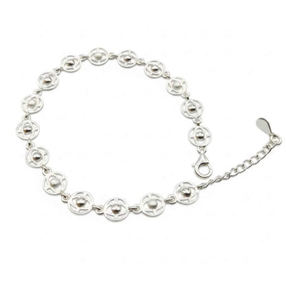 925 Sterling Silver Geometric Round Link Bracelet for Women