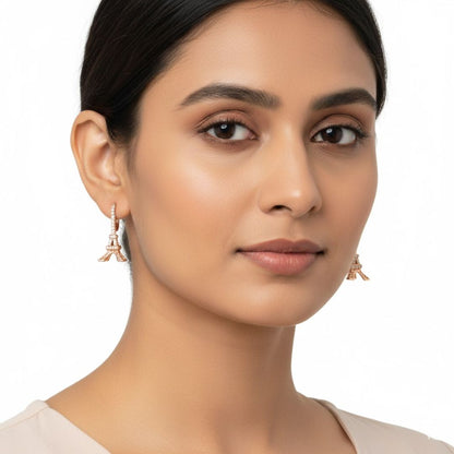 925 Sterling Silver Eiffel Tower Hoop Earrings for Women, CZ
