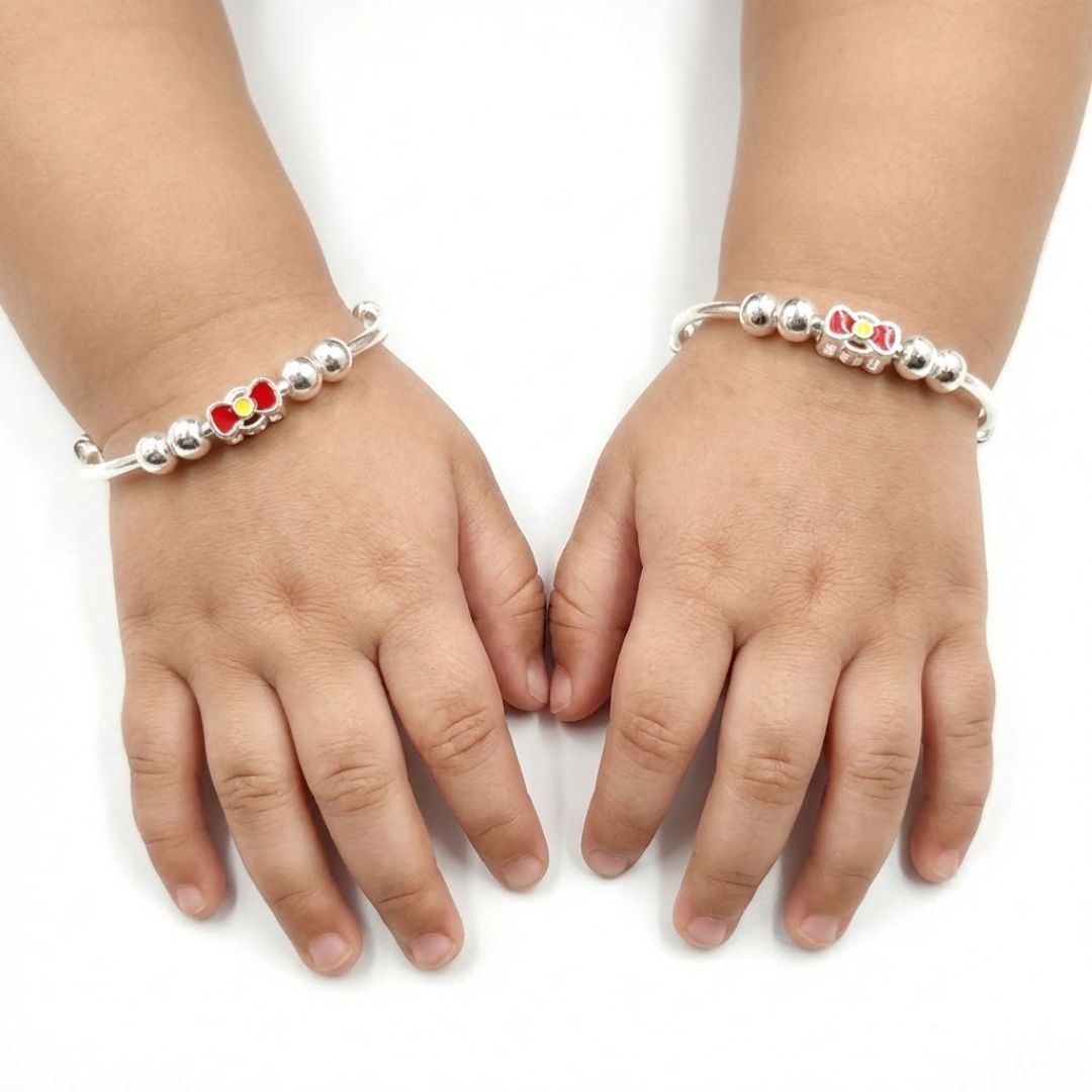 925 Sterling Silver Doraemon Enamel Baby Bangles | Gift
