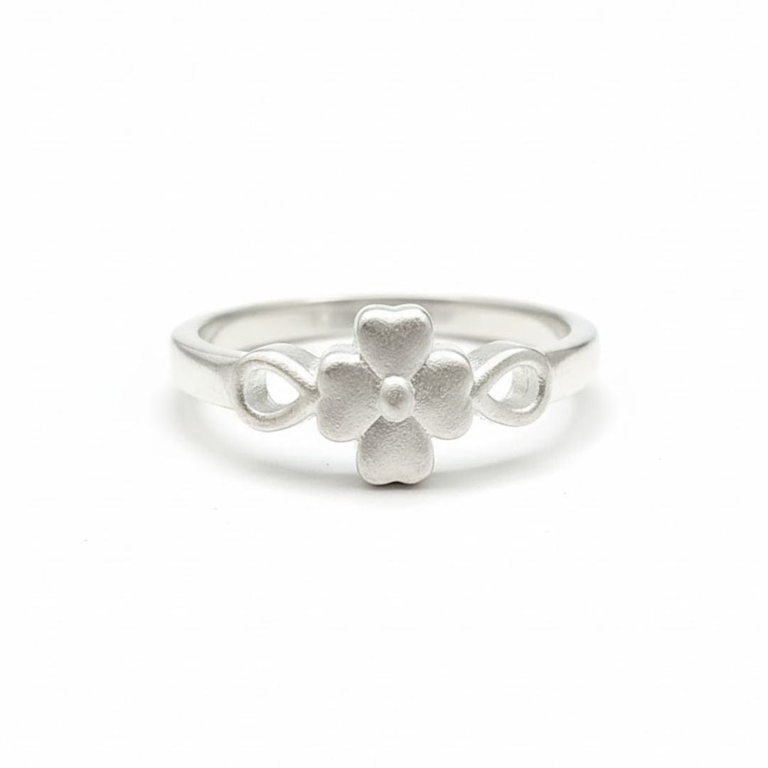 925 Sterling Silver Four Leaf Clover Infinity Ring for Women Gift