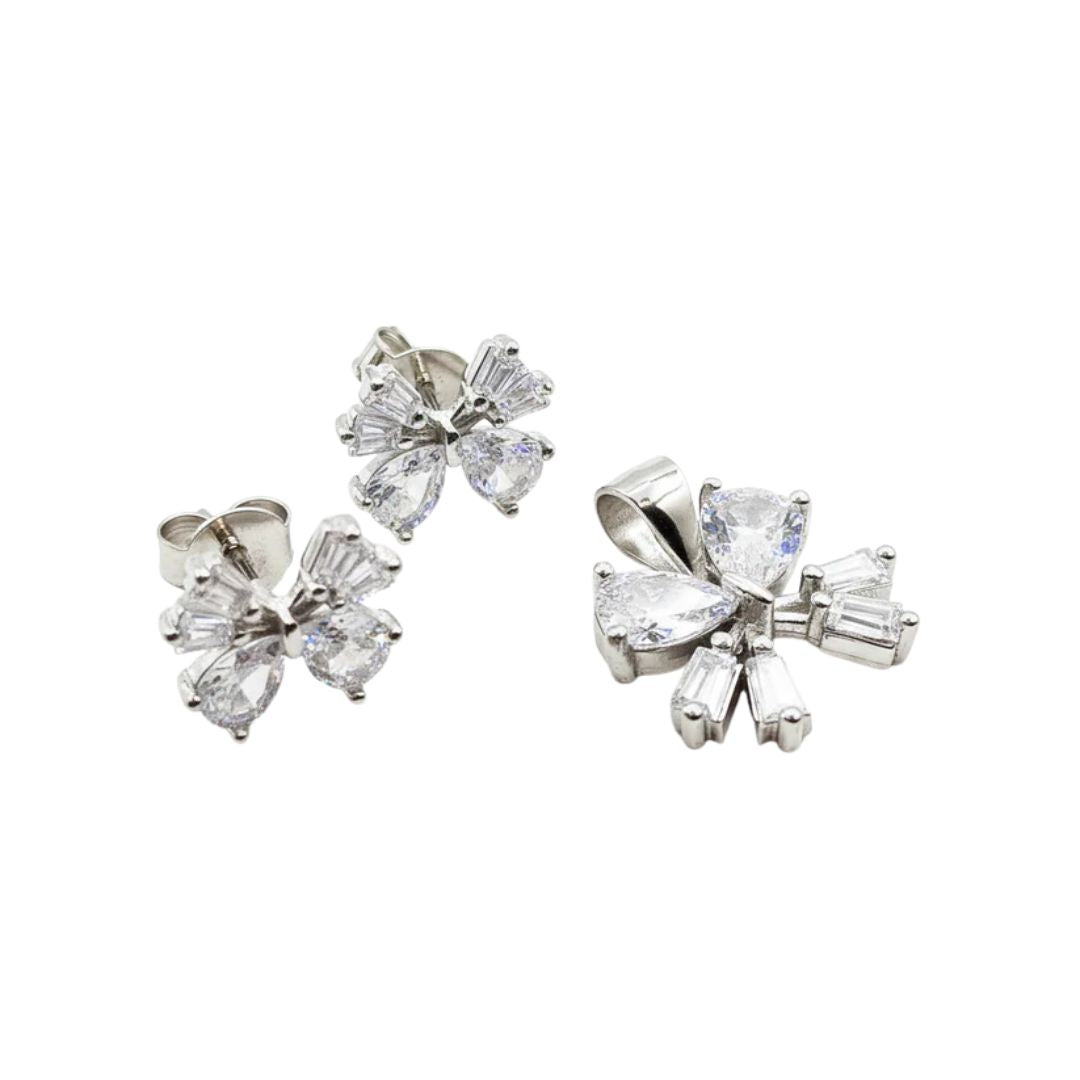 925 Sterling Silver Crystal Blossom Jewelry Set for Women