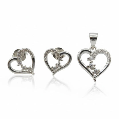 925 Sterling Silver Heart Jewelry Set for Women
