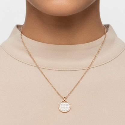 925 Sterling Silver Rose Gold Plated Pavé CZ Round Pendant Necklace for Women