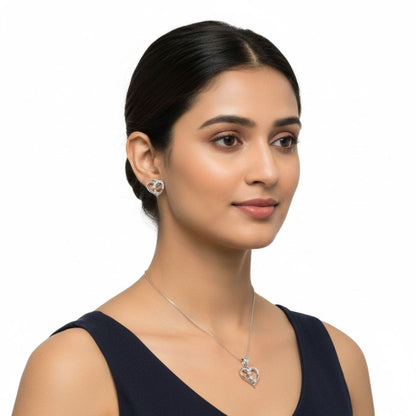 925 Sterling Silver Heart Jewelry Set for Women