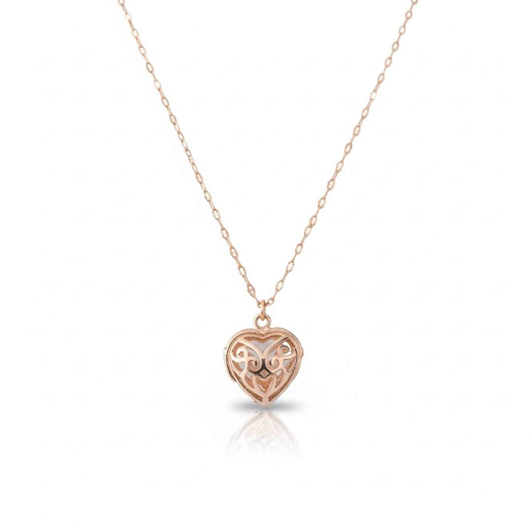 925 Sterling Silver Filigree Heart Necklace for Women