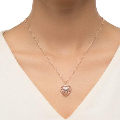 925 Sterling Silver Filigree Heart Necklace for Women