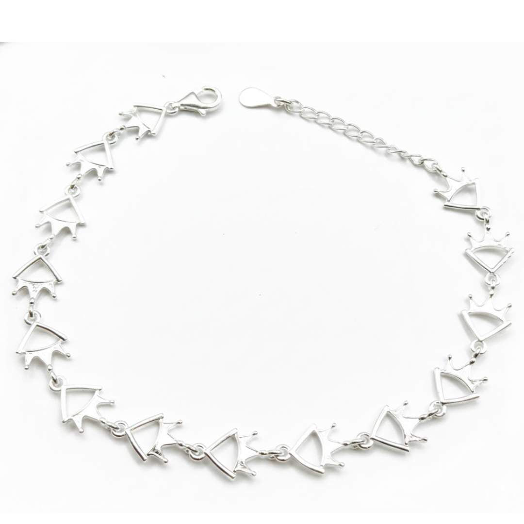 925 Sterling Silver Crown Motif Link Bracelet for Women