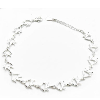 925 Sterling Silver Crown Motif Link Bracelet for Women