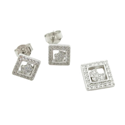 925 Sterling Silver Dazzle Halo Square Jewelry Set for Women