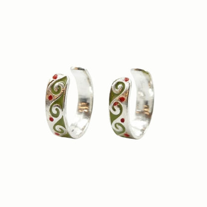 925 Sterling Silver Enamel Scrollwork Toe Ring for Women
