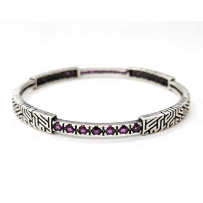 925 Sterling Silver Art Deco Crimson Bangle for Women