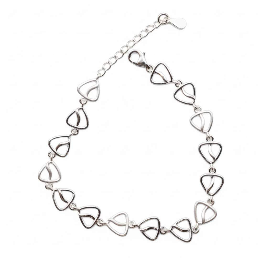 925 Sterling Silver Triangle Link Bracelet for Women
