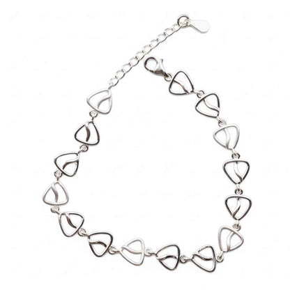 925 Sterling Silver Triangle Link Bracelet for Women