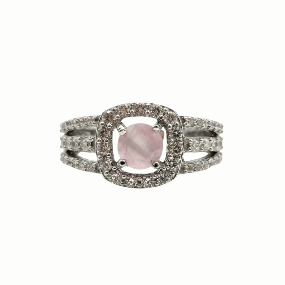 925 Sterling Silver Halo Ring with Split Shank for Women Gift