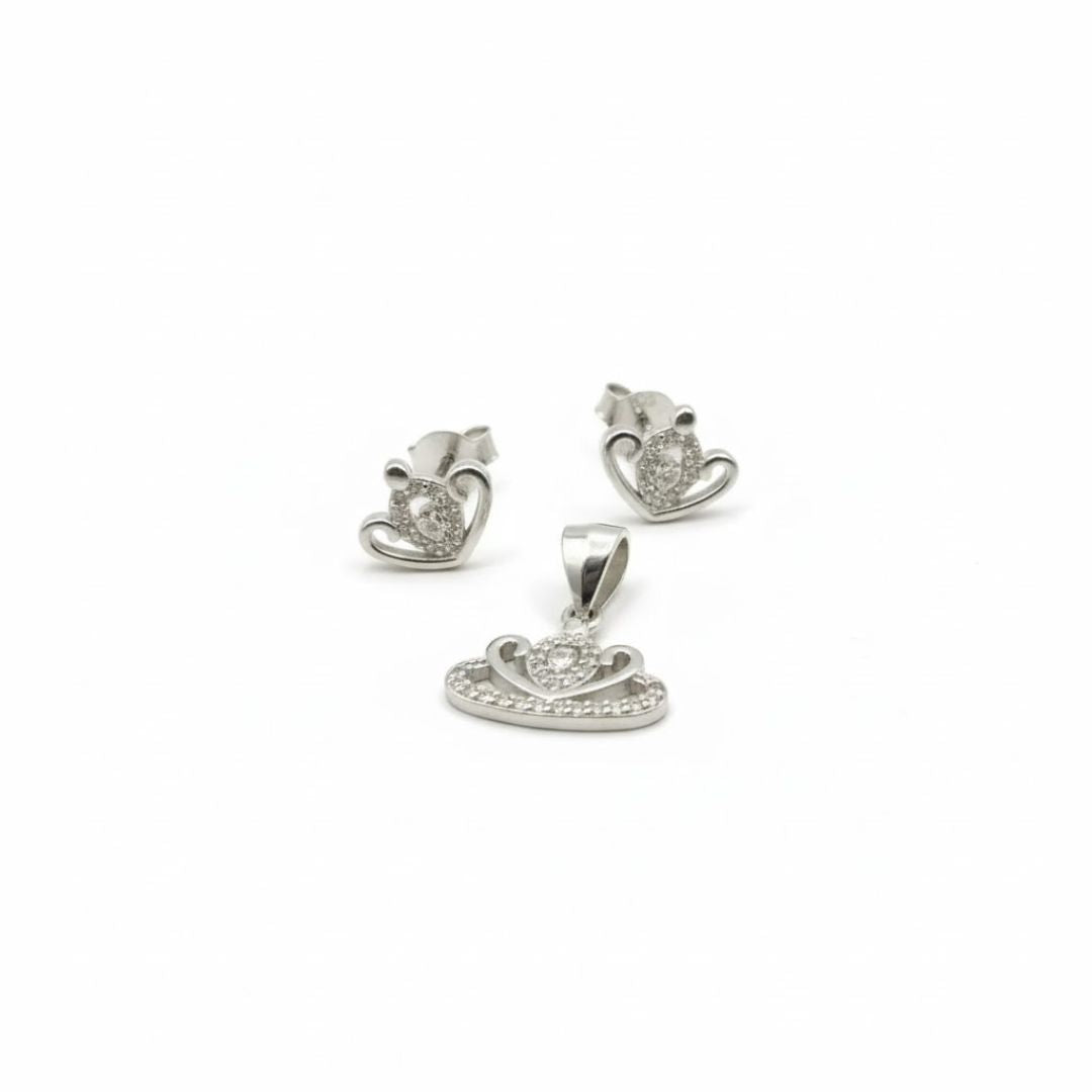 925 Sterling Silver Heart Crown Jewelry Set for Women