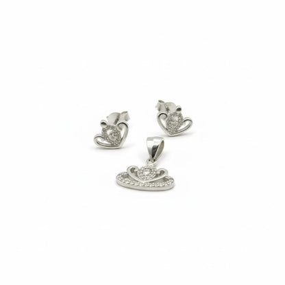 925 Sterling Silver Heart Crown Jewelry Set for Women