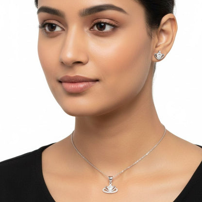 925 Sterling Silver Heart Crown Jewelry Set for Women