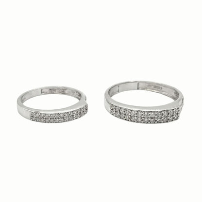925 Sterling Silver Classic Two-Row Pave Couple's Rings