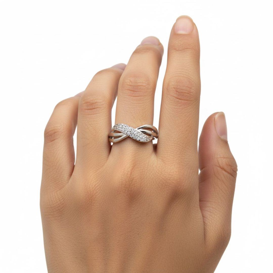 925 Sterling Silver Infinity Twist Ring for Women