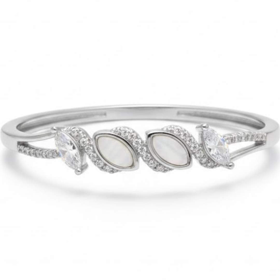 925 Sterling Silver Marquise Mother-of-Pearl Bracelet for Women