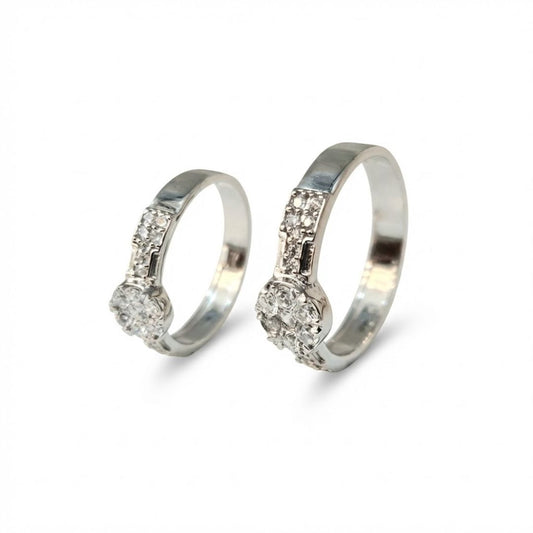 925 Sterling Silver Classic Cluster Couple's Rings for Him & Her