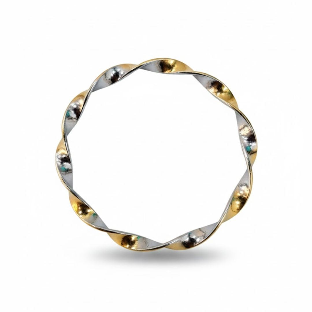 925 Sterling Silver Two-Tone Twisted Bangle Bracelet for Women