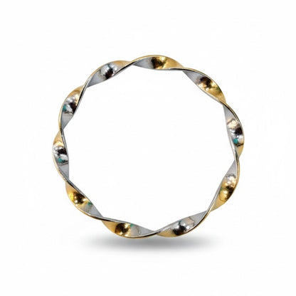 925 Sterling Silver Two-Tone Twisted Bangle Bracelet for Women