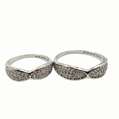 925 Sterling Silver Pave Chevron Couple's Rings for Him & Her