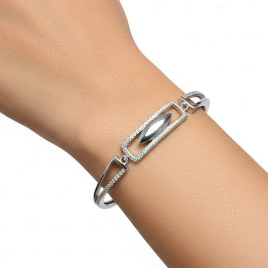 925 Sterling Silver Geometric Art Deco Bracelet for Women