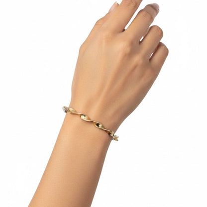 925 Sterling Silver Two-Tone Twisted Bangle Bracelet for Women